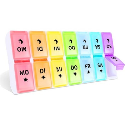 Tablettenbox 7 Tage 2 Fächer, Klein Pillendose Morgens Abends 14 Fächer, Abnehm