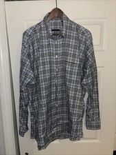 Burberry London Shirt Mens Size L Blue Nova Check Plaid Button Down Made In USA