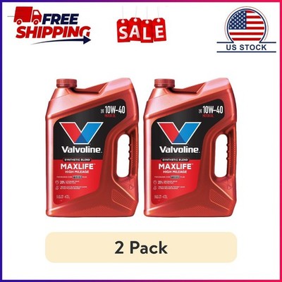 (2 pack) Valvoline MaxLife High Mileage 10W-40 Synthetic Blend Motor Oil 5 Quart