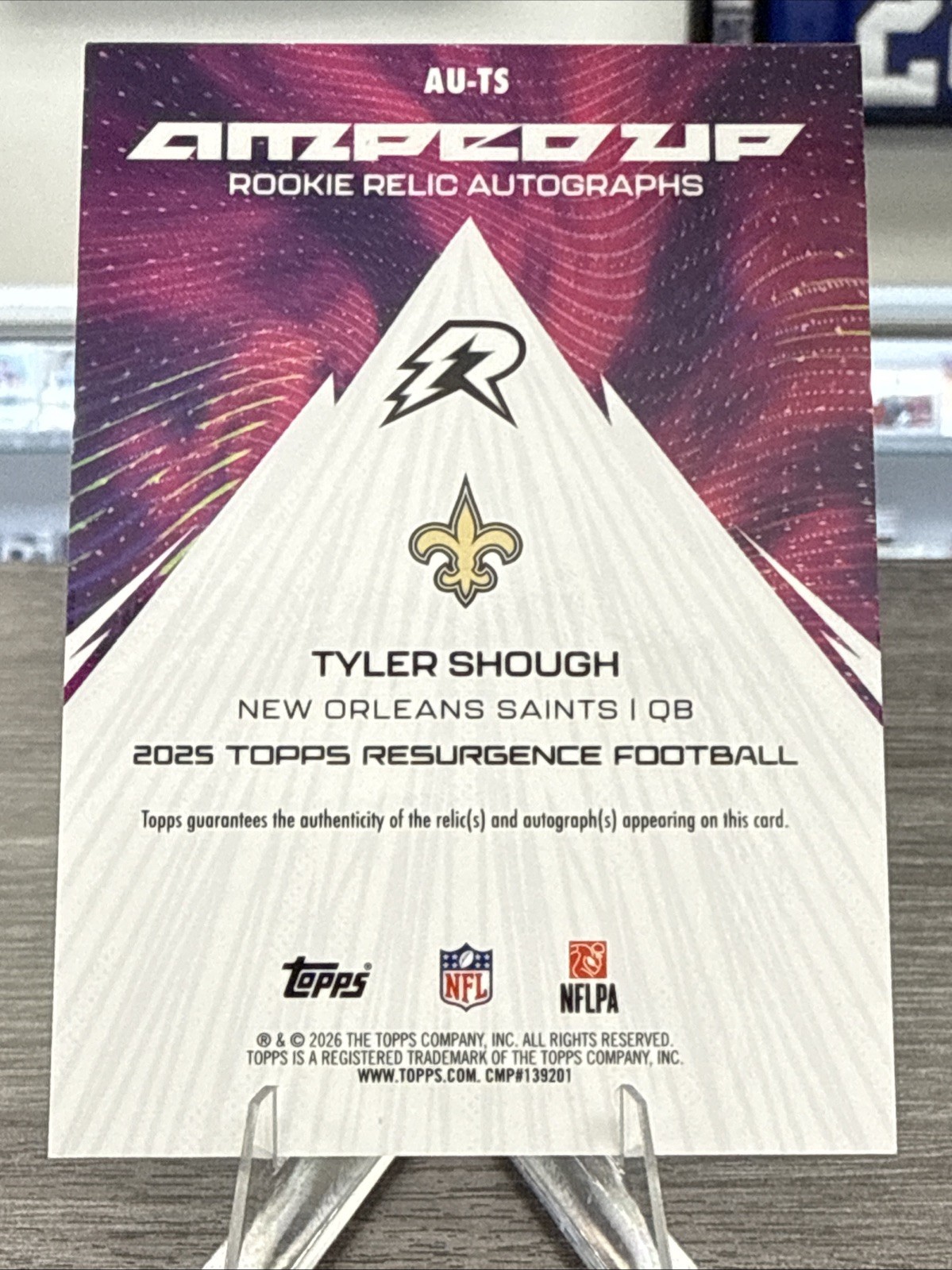 2025 Resurgence Tyler Shough /125 Amped Up Signatures Patch RPA view 2