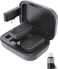 Wireless Lavalier Microphone for iPhone/Android Phone/Laptop/PC, Mini Lapel Mic