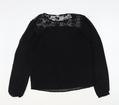 Vera Moda Damen Basic Bluse schwarz Polyester Größe S Rundhals