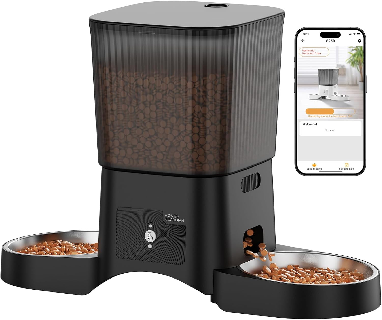 Distributore Automatico Cibo Gatti Design Moderno WiFi 5G 2 Ciotole