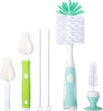 Baby Bottle Brush with One Base Hidden Nylon Nipple Cleaner, 2 Pcs Sponge Nipple