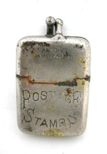 Antiguo SELLO POSTAL Caja Soporte Vesta Estuche Metal Edward J Hauck de Colección con Golpeador