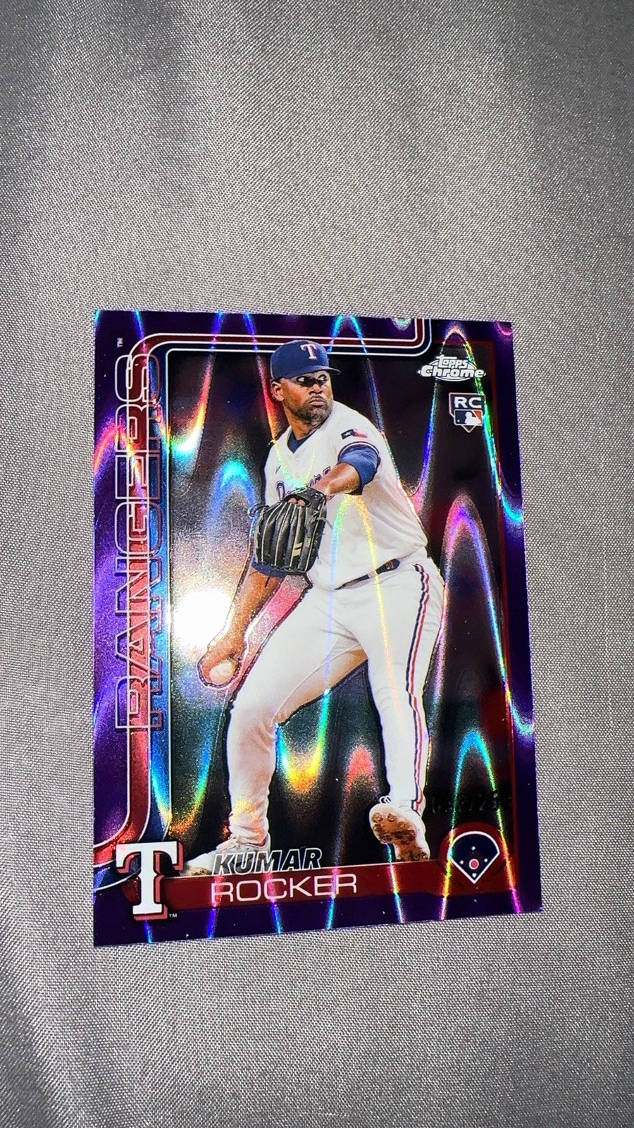 2025 Topps Chrome - Kumar Rocker #73 Purple Ray Wave Refractor /250 (RC)