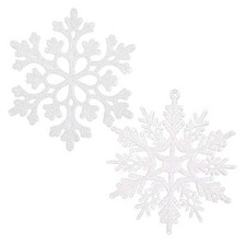 36Pcs Christmas Glitter Snowflake Ornaments, 4 Inch Plastic Snowflake White