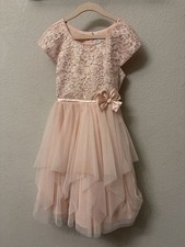 Girls Tulle Prom Festive Dress Rose Pink Embroidered 8 Years New