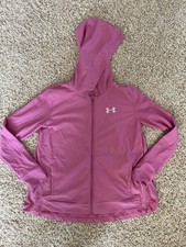 Under Armour Lightweight Moisture Wicking Zip Up Hoodie Jacket Pink YLG