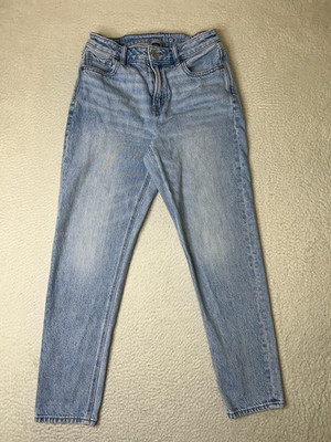 American Eagle Mom Jeans Womens 2 Blue Light Wash High Rise Stretch Denim