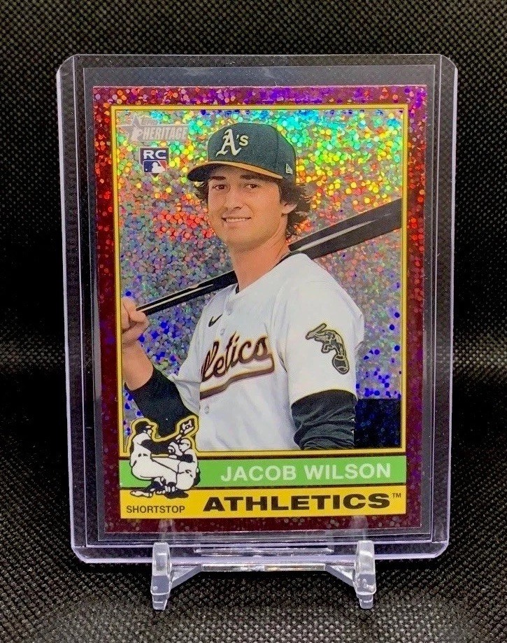 2025 Topps Heritage Jacob Wilson Chrome Burgundy Sparkle Refractor Rookie #15