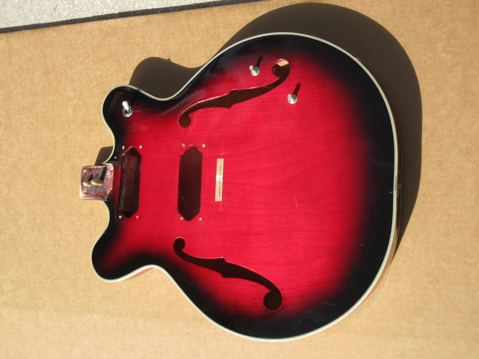 Vintage 1960s Univox Red Sunburst Semi Hollow 335 Guitar Body Japan Teisco Nice