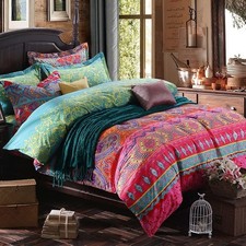 Vintage Bohemian Exotic Striped Duvet Cover Queen 100 Cotton Chic Bedding Se...