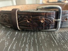 USA Made Genuine Leather Hand Tooled Western Style Belt 38