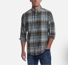 Weatherproof Vintage Men's Long Sleeve Flannel Shirt, Green, Size S