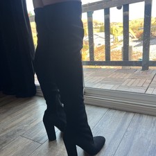 Botas de invierno Aldo Suede Bove 8.5 para mujer negras sobre la rodilla tacón bloque