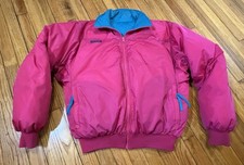 Columbia Vintage Ski Jacket Teal Pink Radial Sleeve Retro 90s Coat Men's Medium