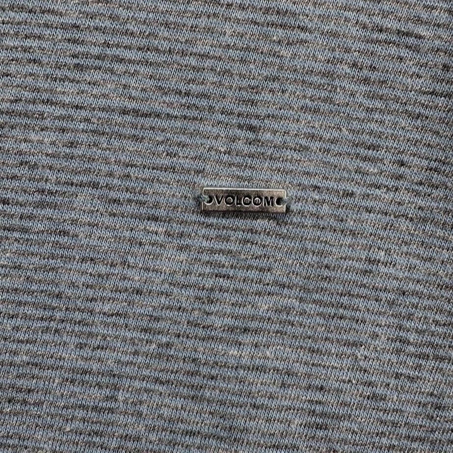 Volcom Shirt Mens Large Heathered Blue Two Button Henley Long Sleeve Metal Logo - Image 3 of 4