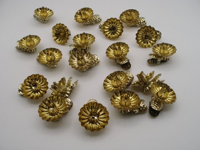 20 vtg Candle Clips Holders Christmas Tree Pinecone Gold Brass