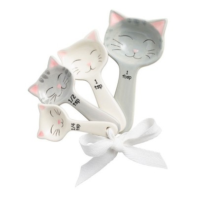 World Market Kitchen Gadget Cat Kitten Measuring Spoons Ceramic Baking