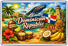 Dominican Republic Beach Flag Whale Mamajuana Fridge Magnet Travel Souvenir Gift