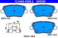 ATE Bremsbelagsatz Scheibenbremse 13.0460-5509.2 FüR Hyundai I30 PDE PD Pden Van