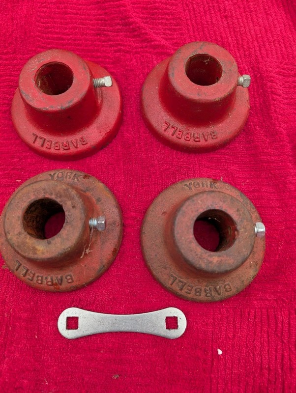 Vintage Set of 4 Larger Cast Iron York Barbell Collars 1” Standard 