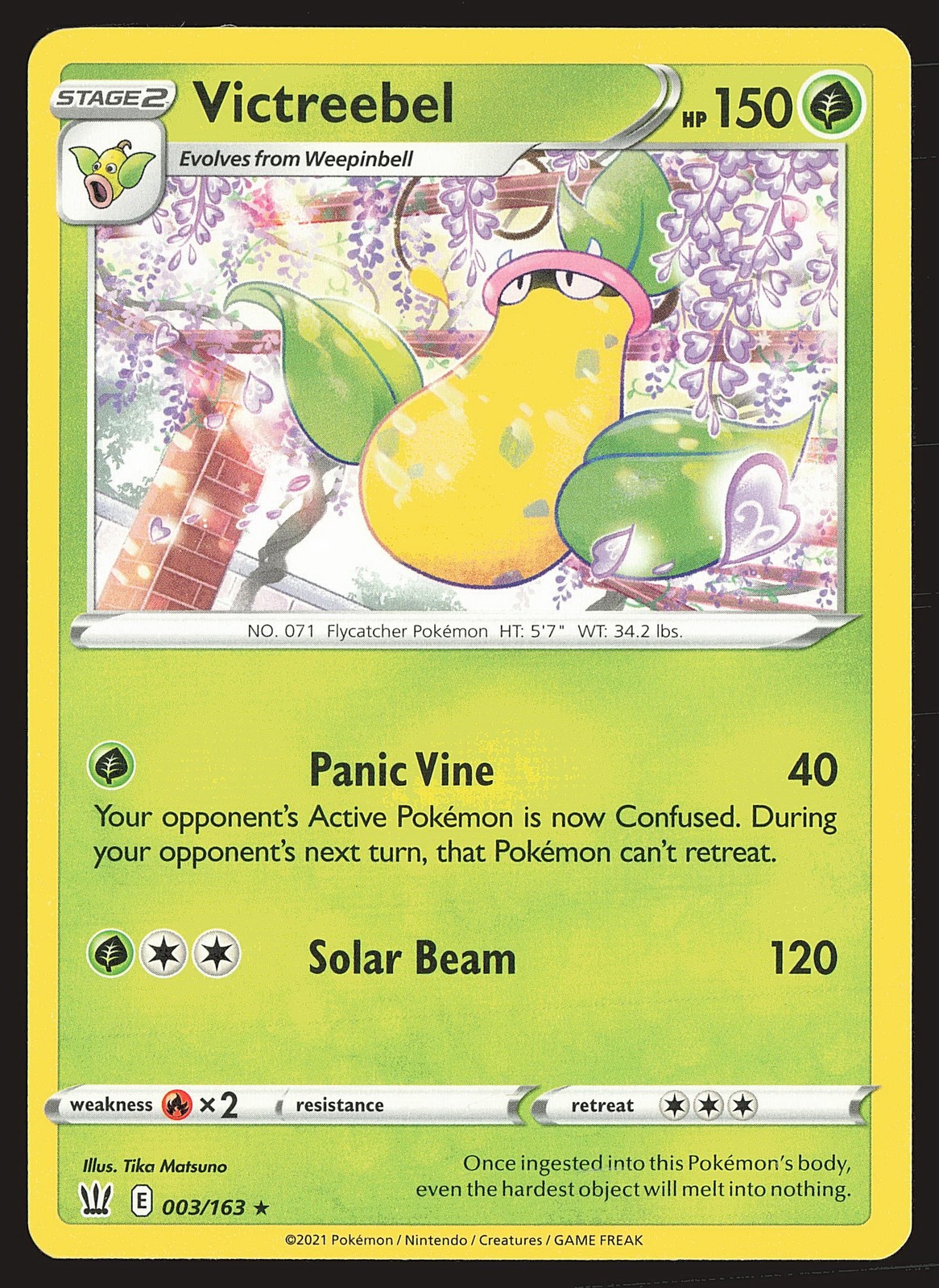 SWSH05: Battle Styles Victreebel #003/163 Rare Pokemon Card