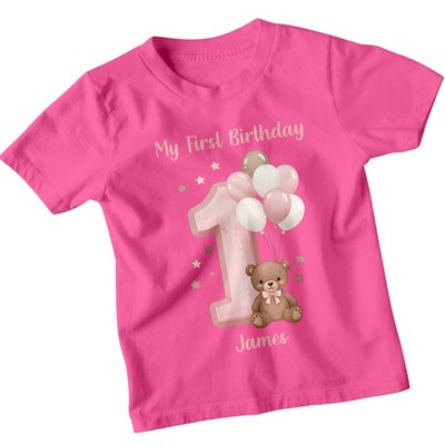 Mein erster Geburtstag James erster Geburtstag Jungen T-Shirt Bär Luftballons Geschenk