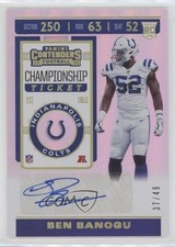 2019 Panini Contenders Rookie Championship Ticket 37/49 Ben Banogu #222 Auto a8r