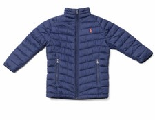 Polo Ralph Lauren Boys Puffer Jacket Size 6 Navy Blue Quilted Full Zip Red Pony