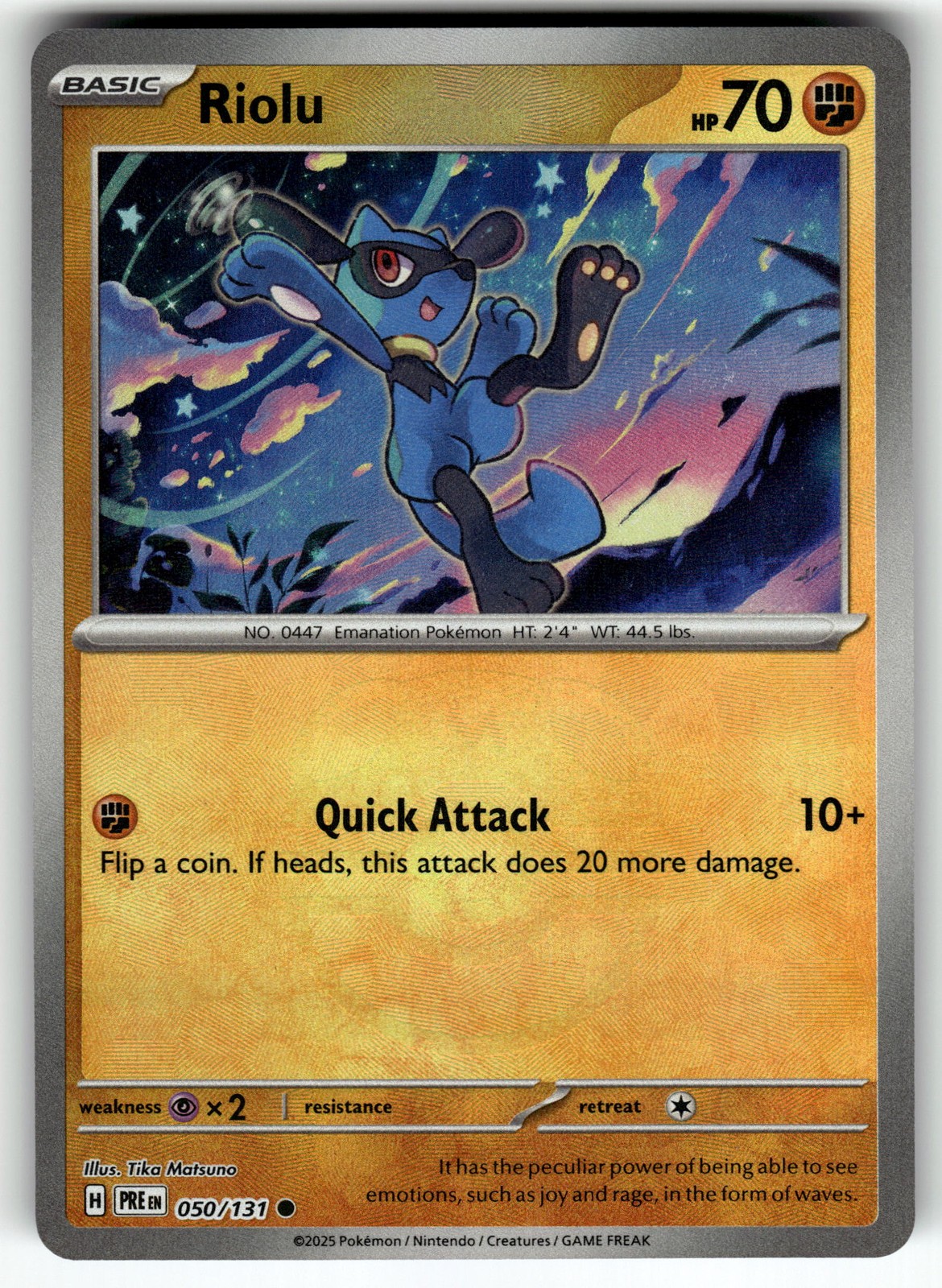Riolu (Master Ball Pattern) 050/131 SV: Prismatic Evolutions NM Pokemon Card TCG