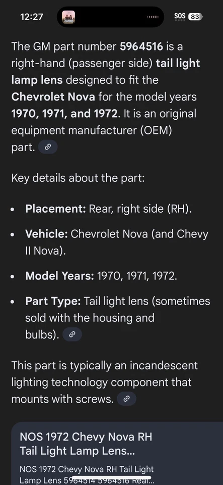 Luces traseras usadas OEM 5964515 16 GM 1970-72 Chevy Nova conjuntos diestros y diestros Foto 2 de 4