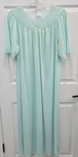 Vintage Shadowline Mint Green Nylon Lace Nightgown USA Made M