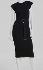 Vince Camuto Women's Black Textured Knit Cap-Sleeve Midi Dress Size XL