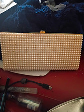 Ivory Faux Pearl Beaded Clutch Bag Bridal Evening Purse Handbag