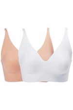 Rhonda Shear Women's 2-pack Gel Bra w/o Back Closure White/Pink Beige