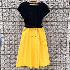 Vintage 60s Toni Todd black and yellow dress SIZE 8