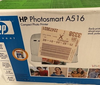 HP Photosmart A516 Compact Photo Printer New Open Box - NO INK Included