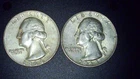 Lot of Two Silver Washington Quarters 1964 -D and 1964 90% D looks filled (3)