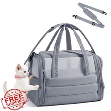 BAGSMART Grey Cat Carrier Soft-Sided Puffy Travel Bag Up to 20 Lbs