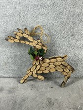Cut Up Wood Reindeer Christmas Tree Ornament Figurine 5" Tall
