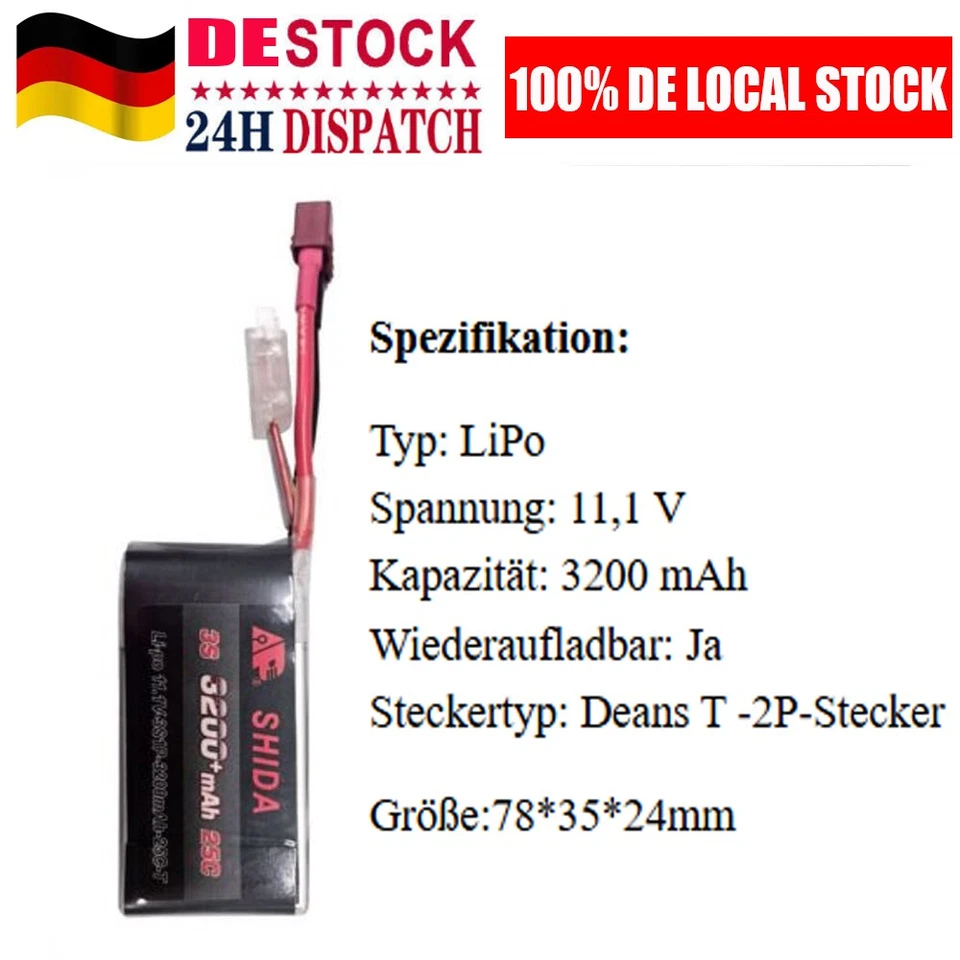 11,1V 3200mAh 25C Deans T Stecker für MJX 14301 14302 14303 14209 14210 - Bild 2 von 4