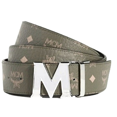 MCM men's Claus Reversible M Buckle Leather Belt - Sea Turtle Green -retail $365