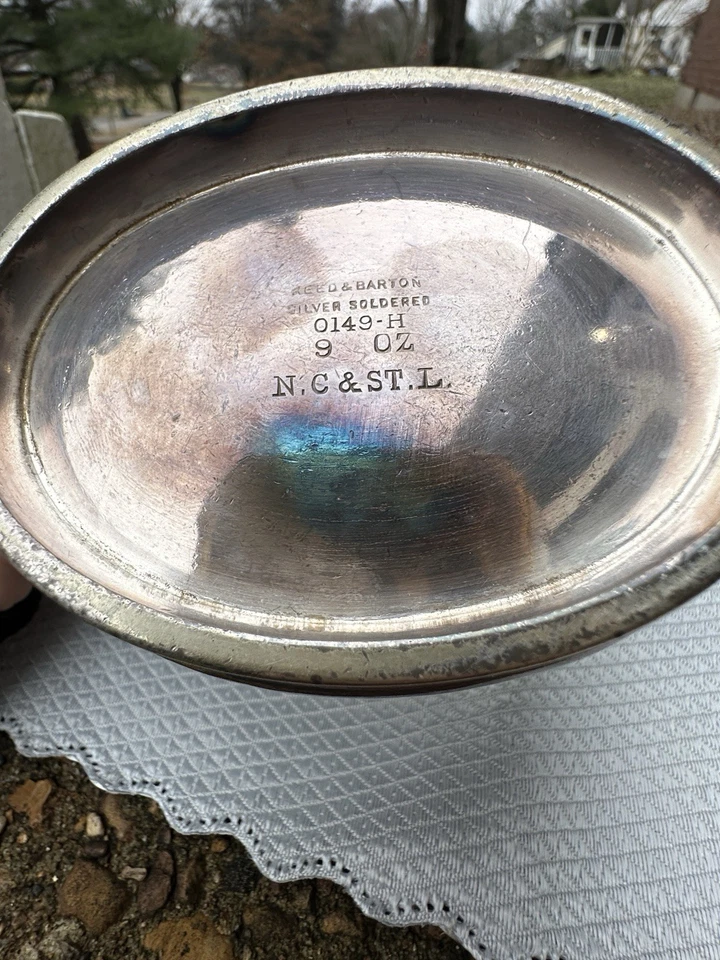 NC & STL Ferrocarril 9 OZ Sugar Bowl Caña Barton Plata Soldadura Comedor Coche Untensil Foto 4 de 4