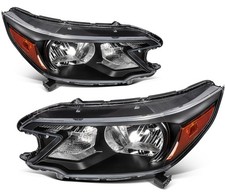 Fits 2012-2014 Honda CRV CR-V 2.4L 4-Door Black Housing Headlights Assembly Pair