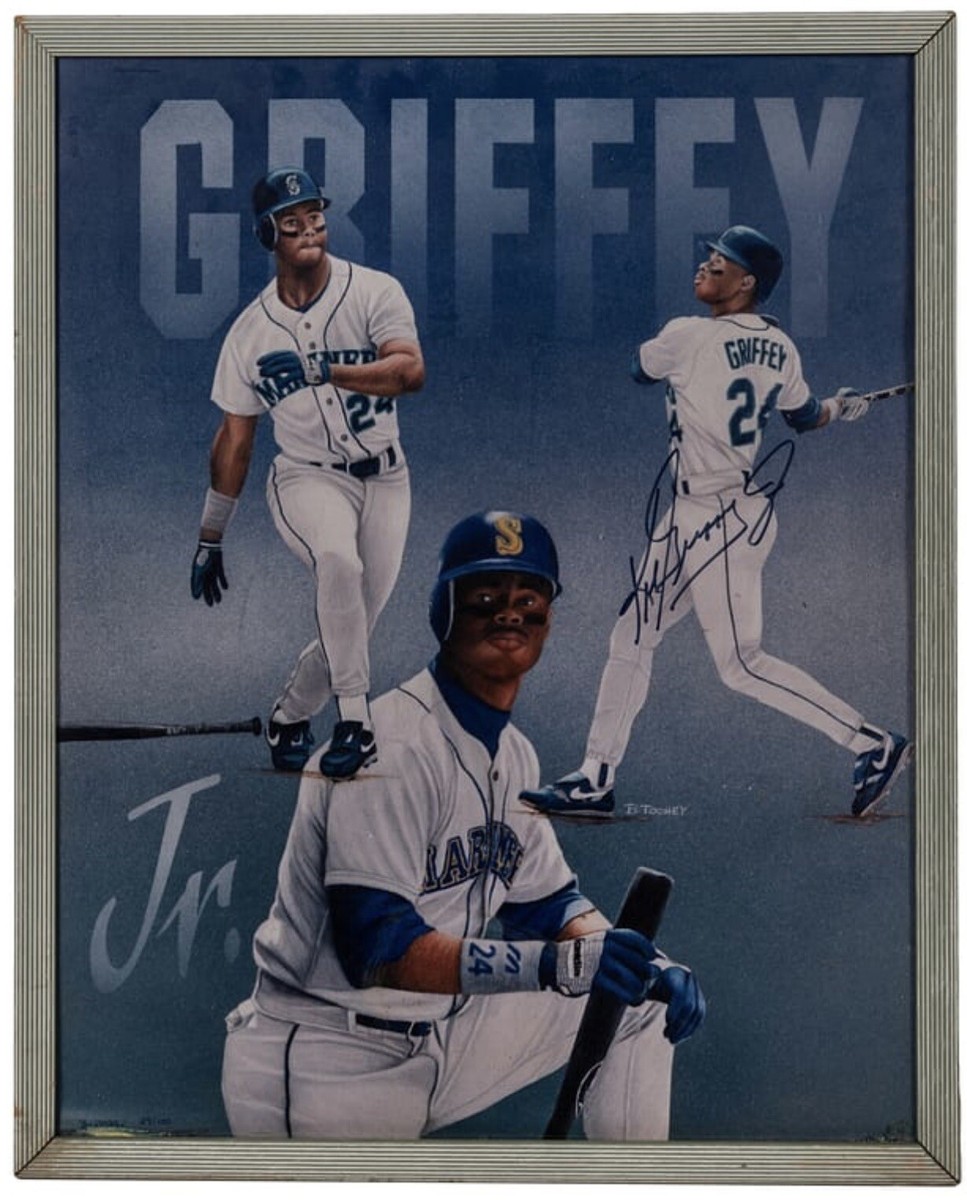 KEN GRIFFEY JR SIGNED POSTER 17 X 21 CUSTOM FRAMED LIMITED #29/100
