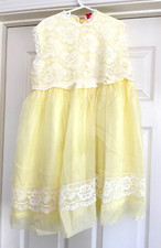 Sabina Frocks Hollywood Vintage 1971 Girls Dress Yellow Sleeveless Size 10-12