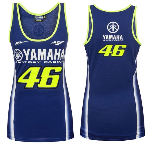VALENTINO ROSSI VR46 Donna Blu Giallo Bianco Da Donna YAMAHA RACING Tank  Top | eBay