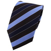 Tigertie Seidenkrawatte Blau Dunkelblau Braun Silber Gestreift - Krawatte Seide